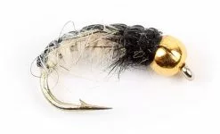 Tungsten Nymfe Goldhead Black/Grey #12